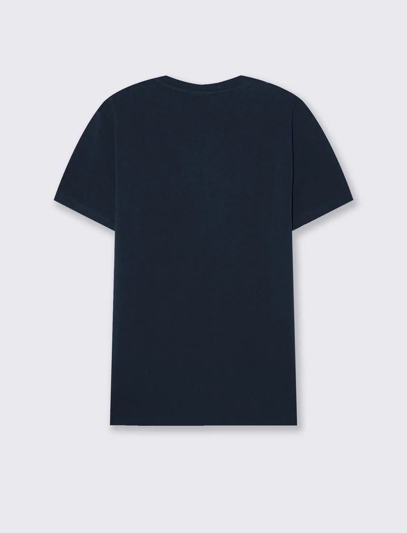 T-SHIRT BASIC IN COTONE ELASTICIZZATO SLIM FIT - Blu notte