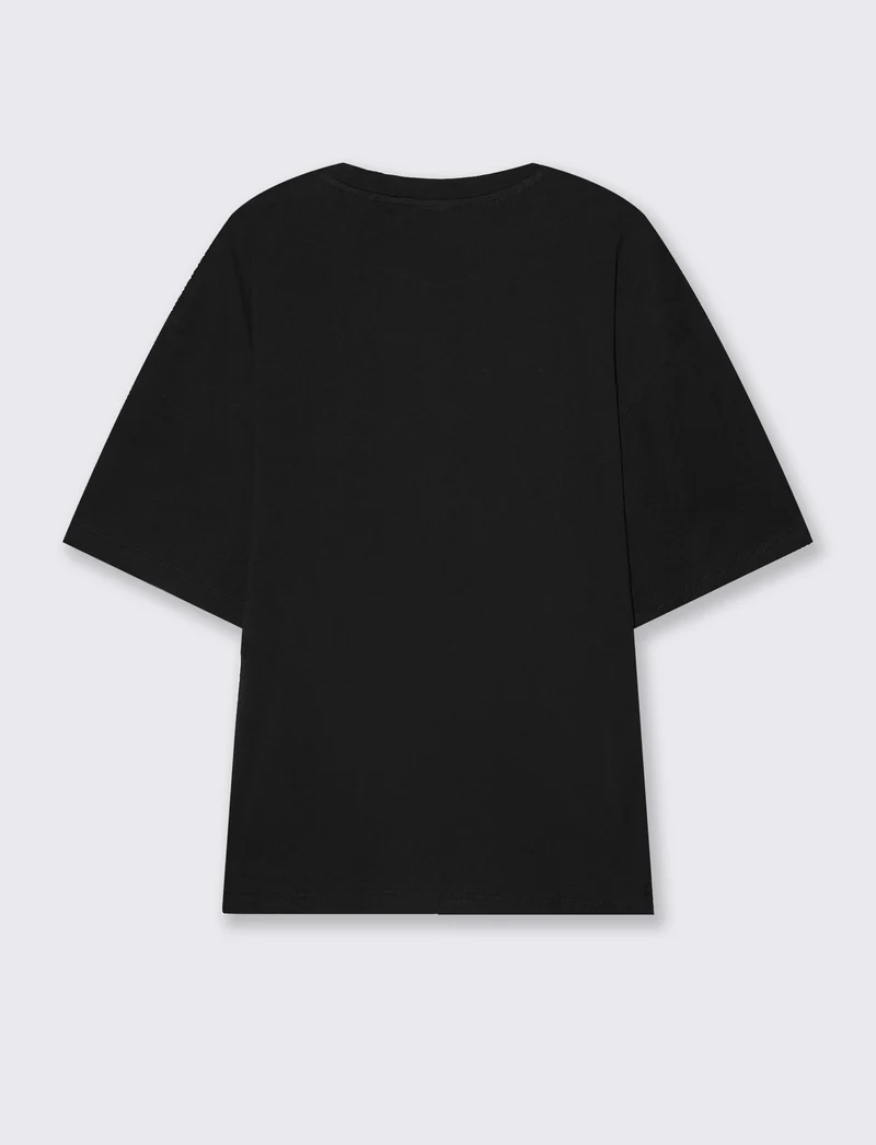 T-SHIRT BASIC IN COTONE BOXY FIT - Nero