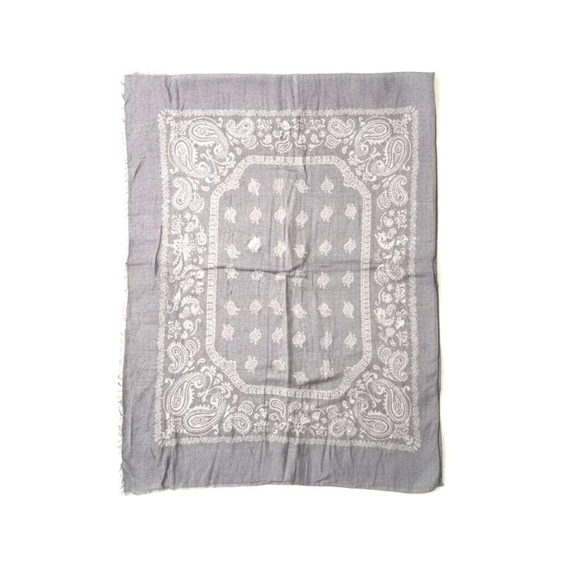 Foulard effetto lino paisley - Grigio scuro