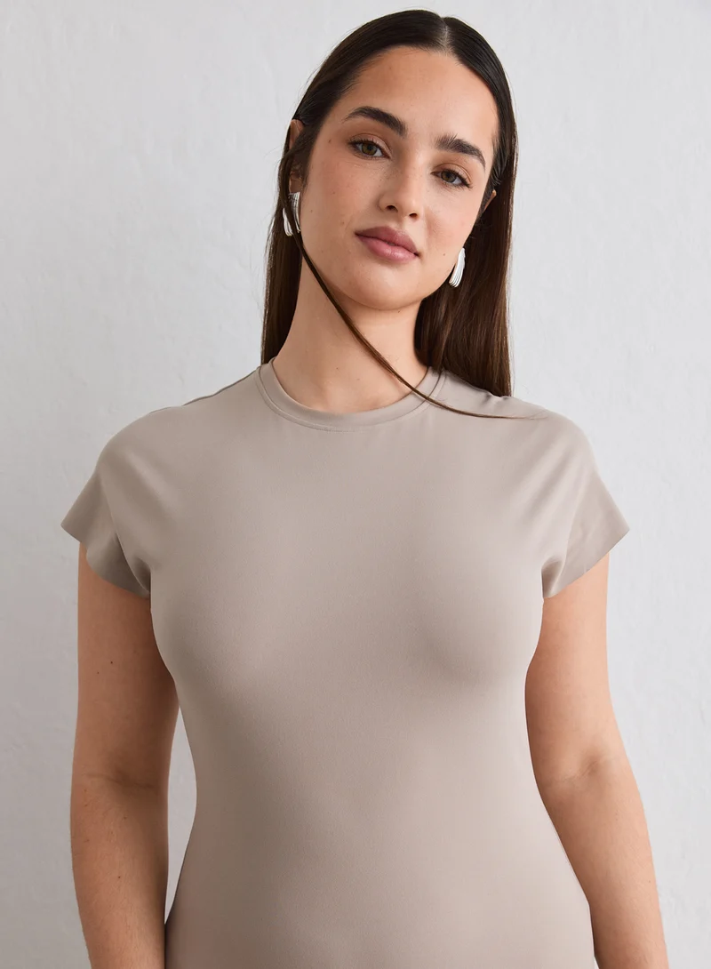 Dark Clay Sense Mermaid Cap Sleeve Dress