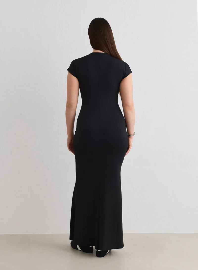 Black Sense Mermaid Cap Sleeve Dress