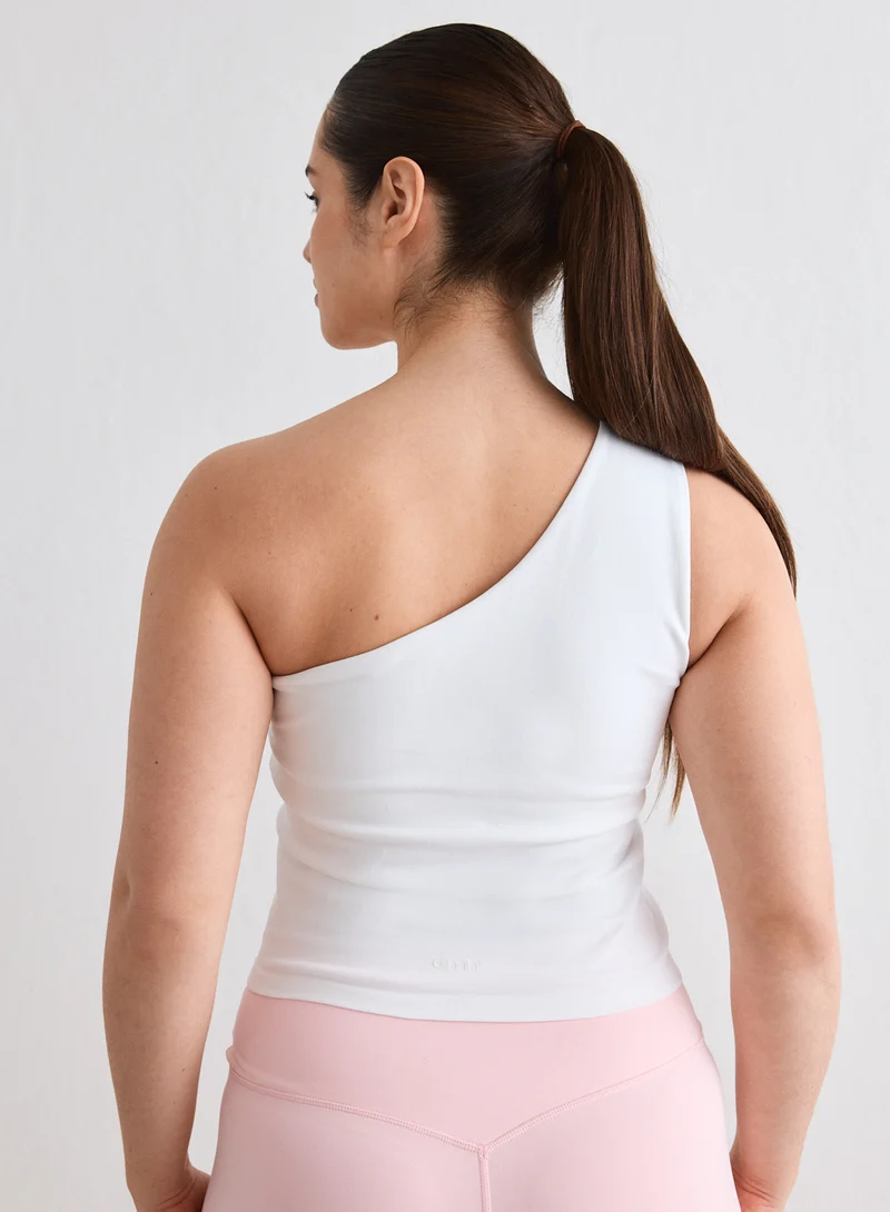 White Shape Seamless One Shoulder Bralette