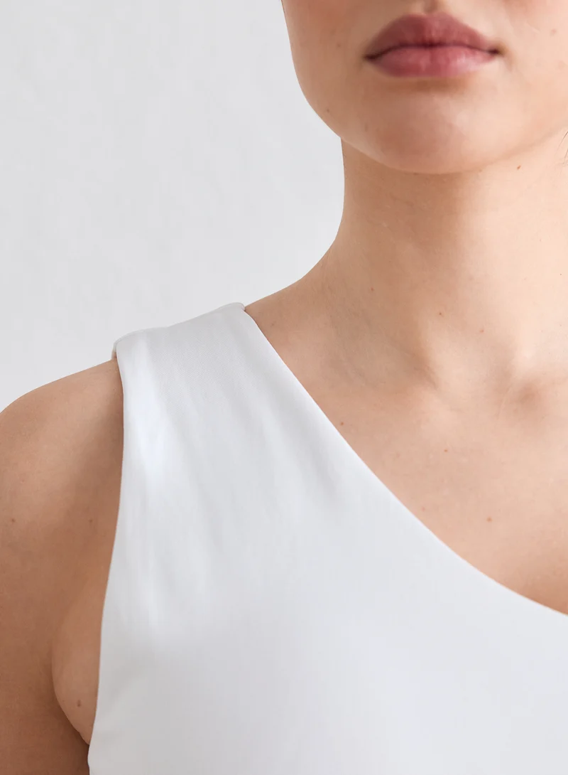 White Shape Seamless One Shoulder Bralette