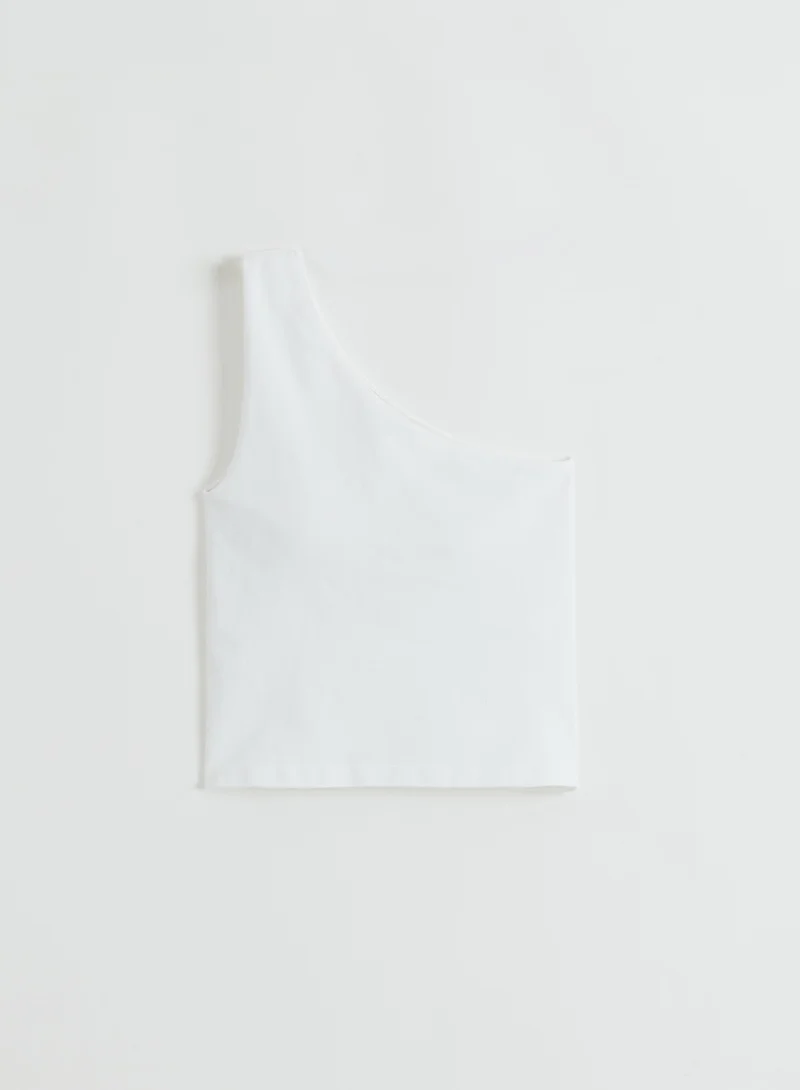 White Shape Seamless One Shoulder Bralette