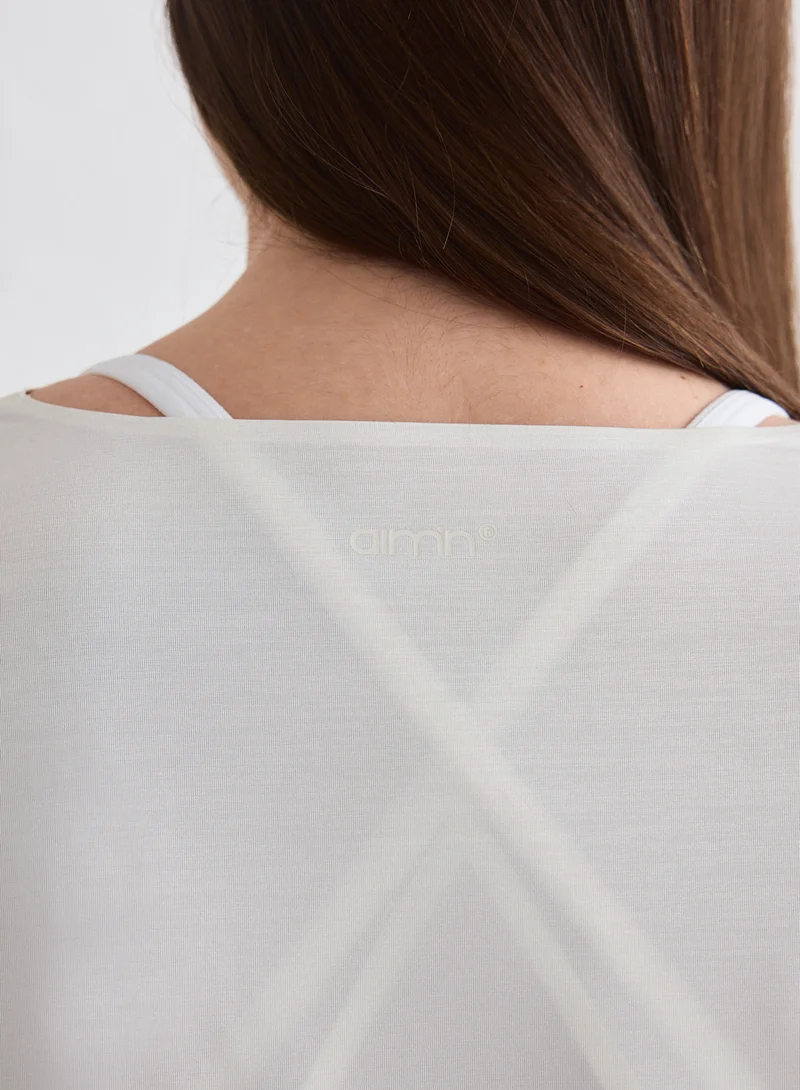 Off White Luminous Draped Long Sleeve