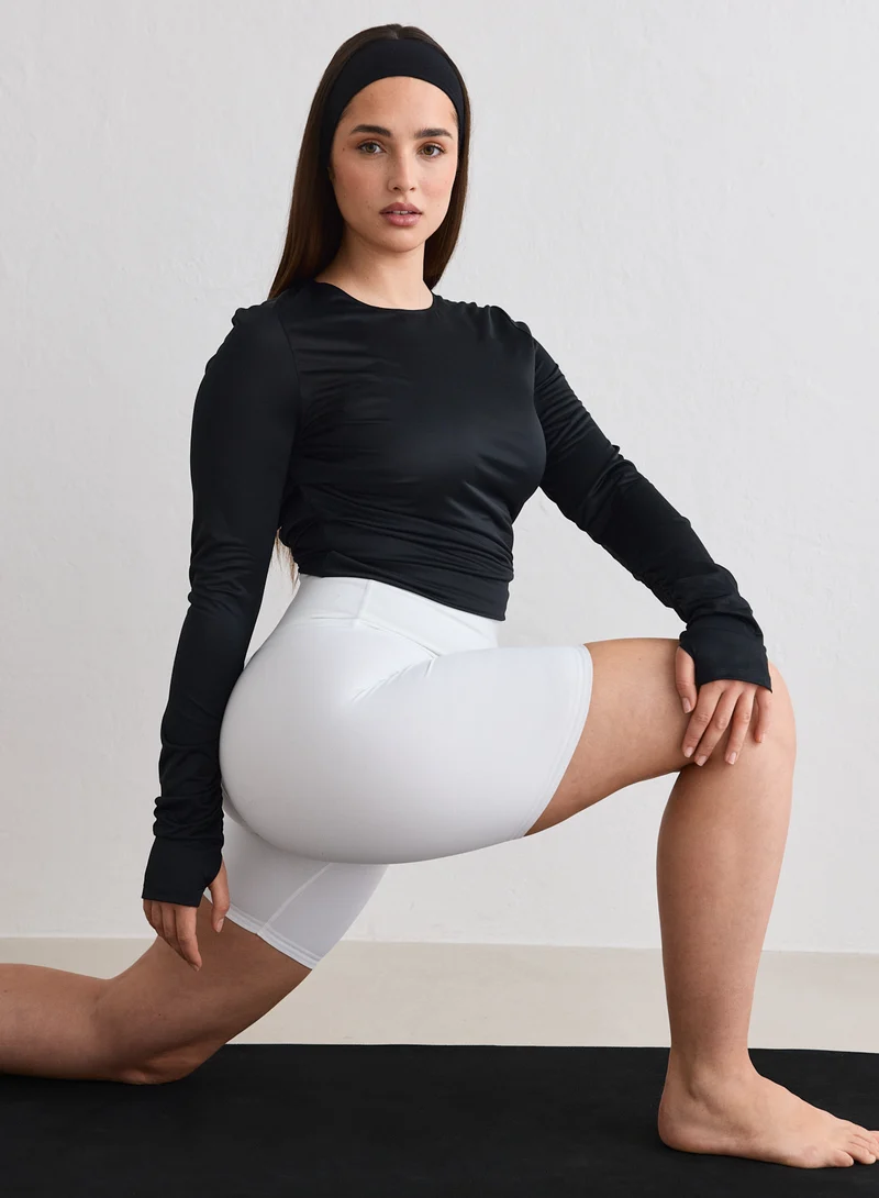 Black Luminous Draped Long Sleeve