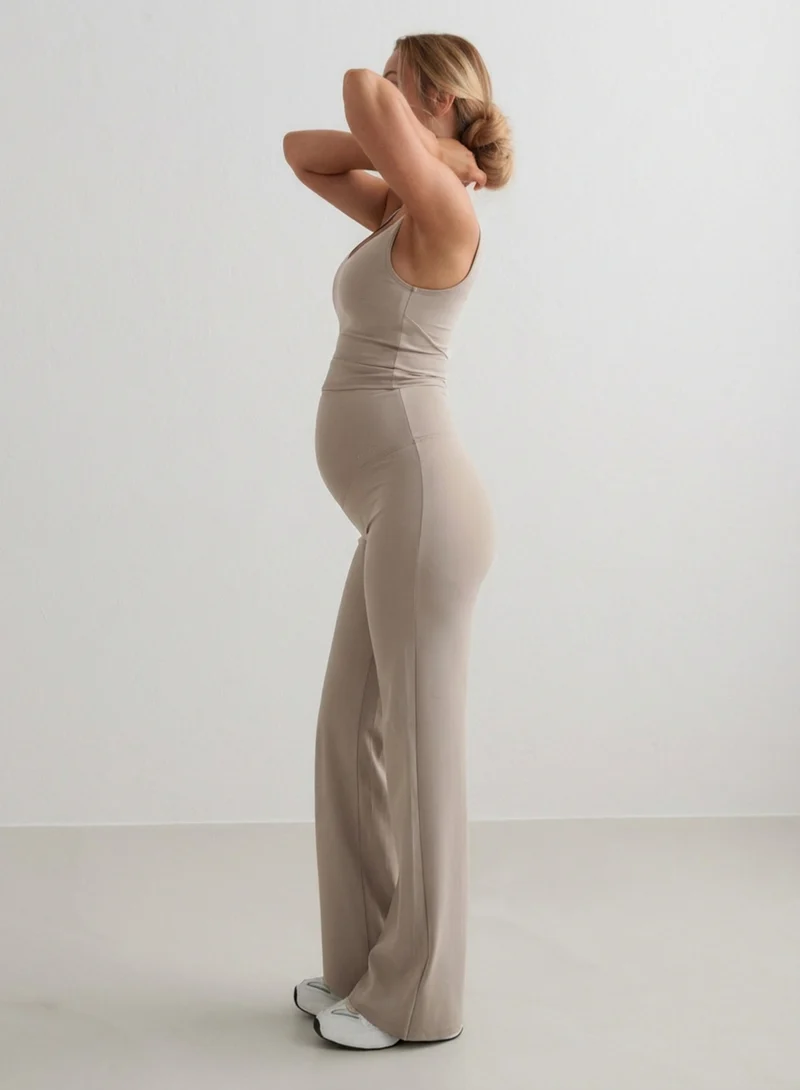 Dark Clay Sense Maternity Wide Pants
