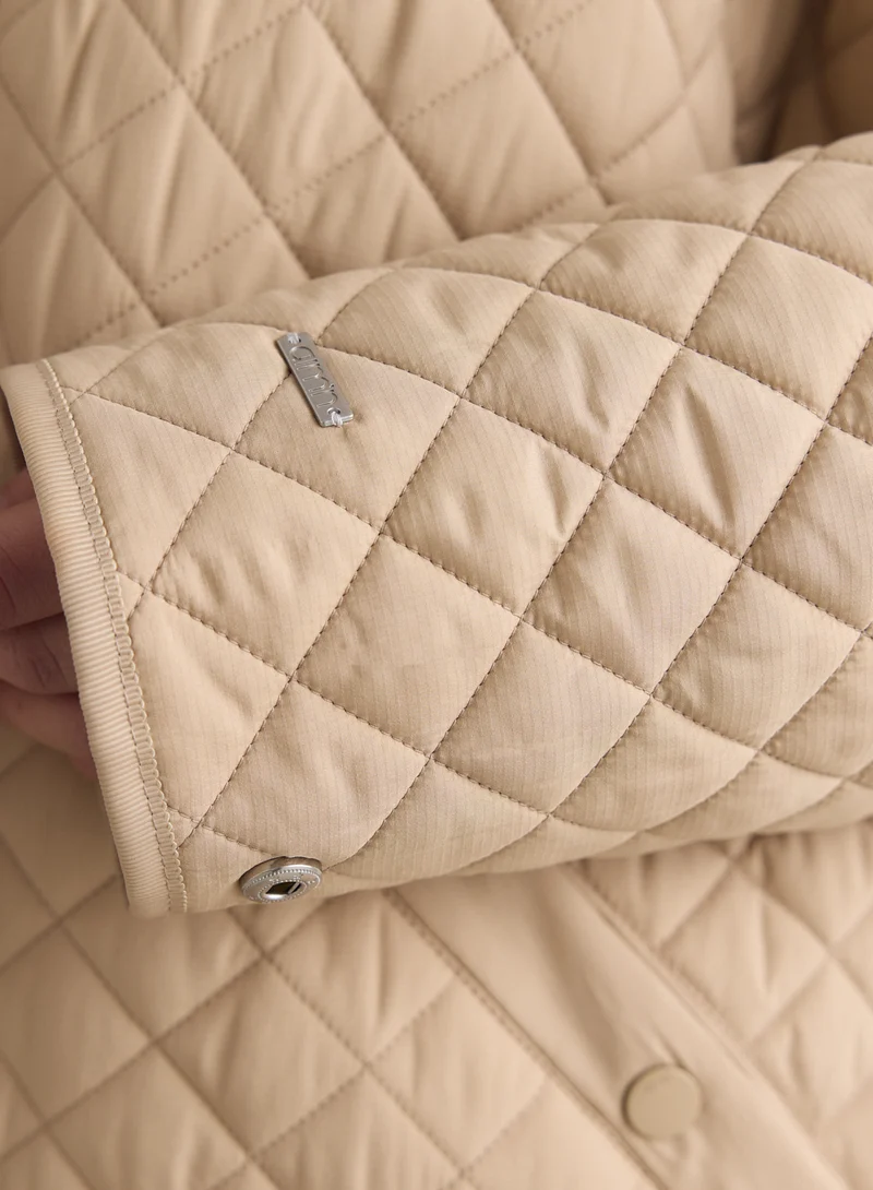 Beige Oversized Quilted Jacket