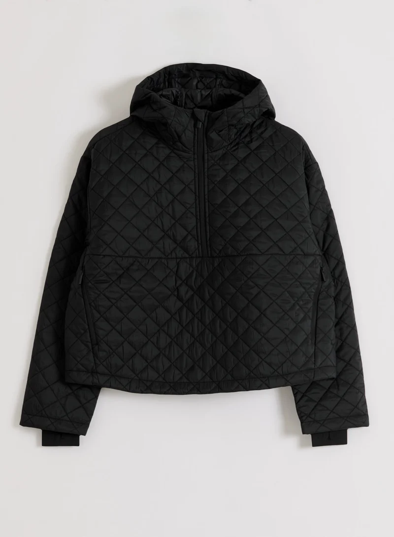 Black Cropped Quilted Anorak