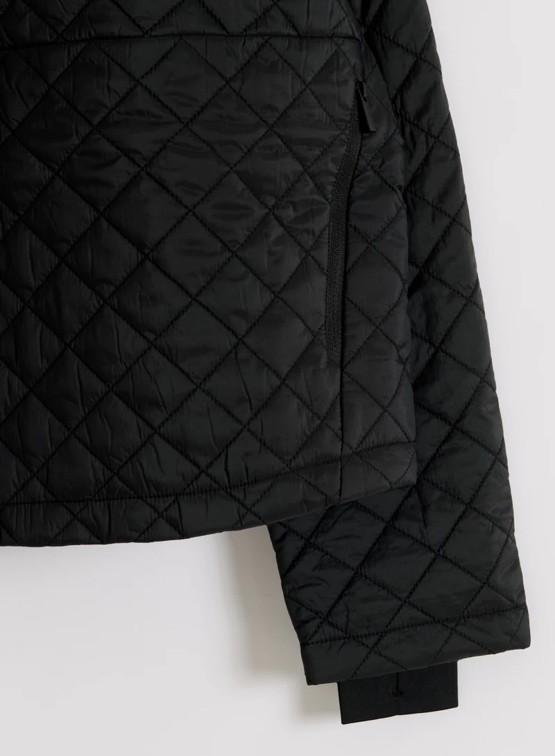 Black Cropped Quilted Anorak