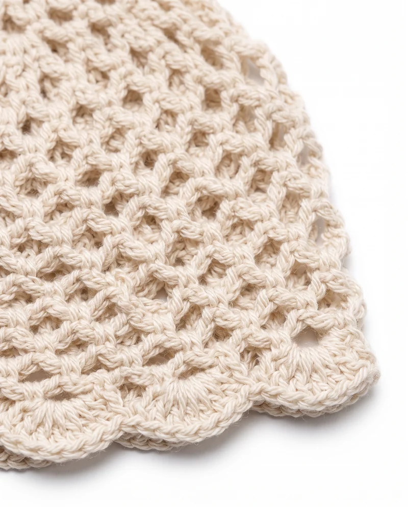 Cappello donna cuffia crochet basic - Beige