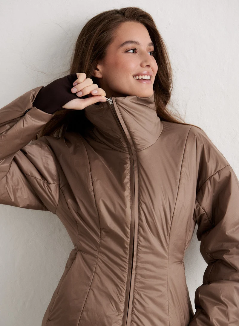 Espresso High Neck Contour Jacket