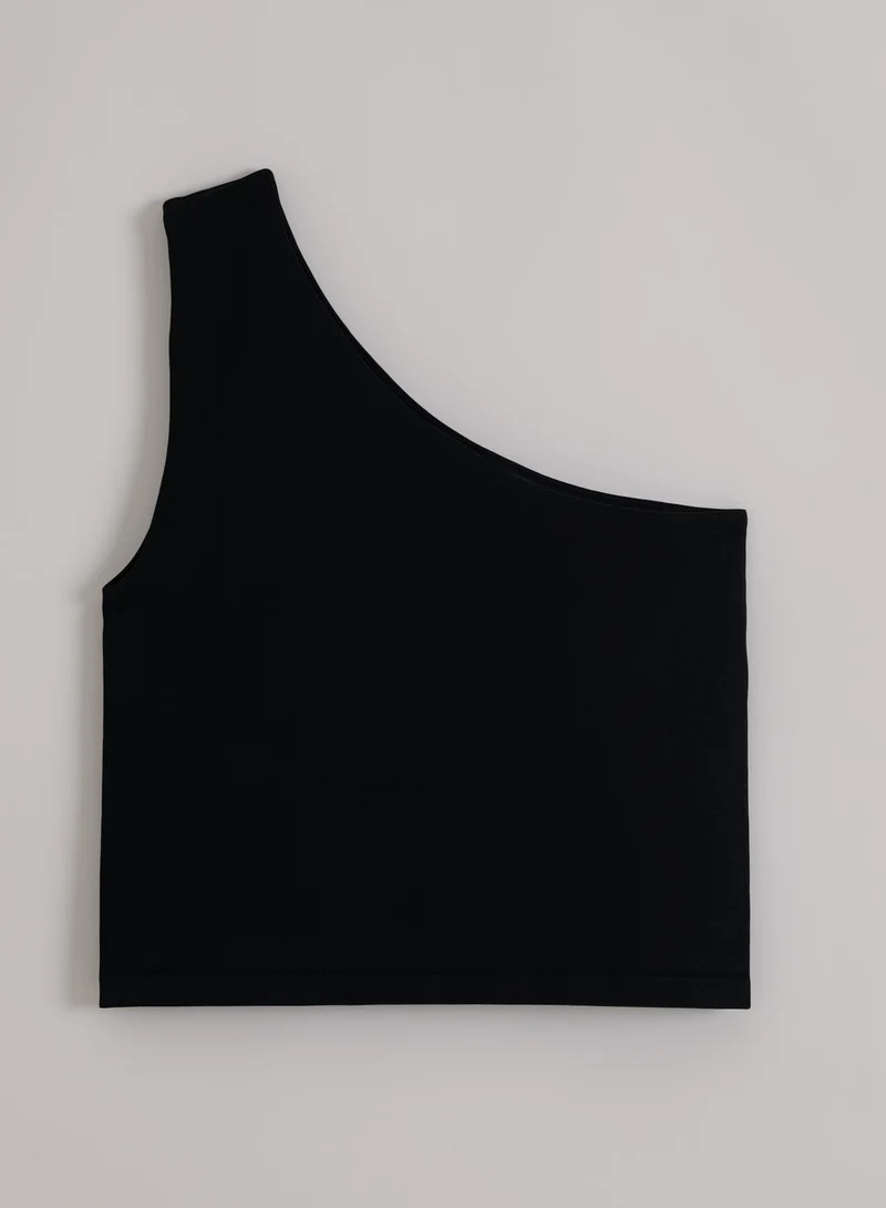 Black Shape Seamless One Shoulder Bralette