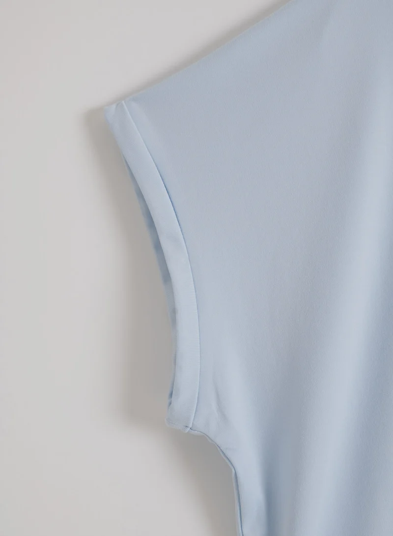 Aura Soft Basic Roll Sleeve Top