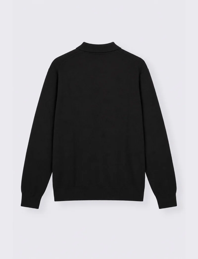 Maglia Polo in Misto Merino Regular Fit - Nero