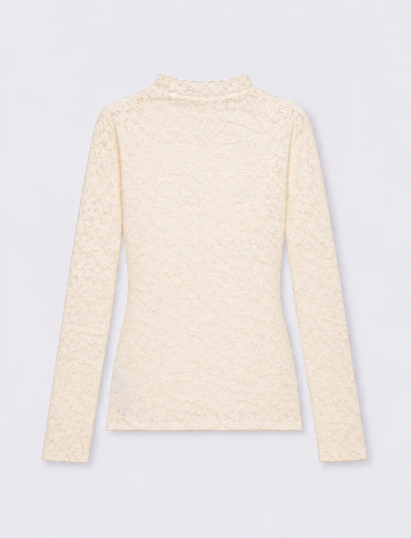 T-SHIRT ML PIZZO - Avorio
