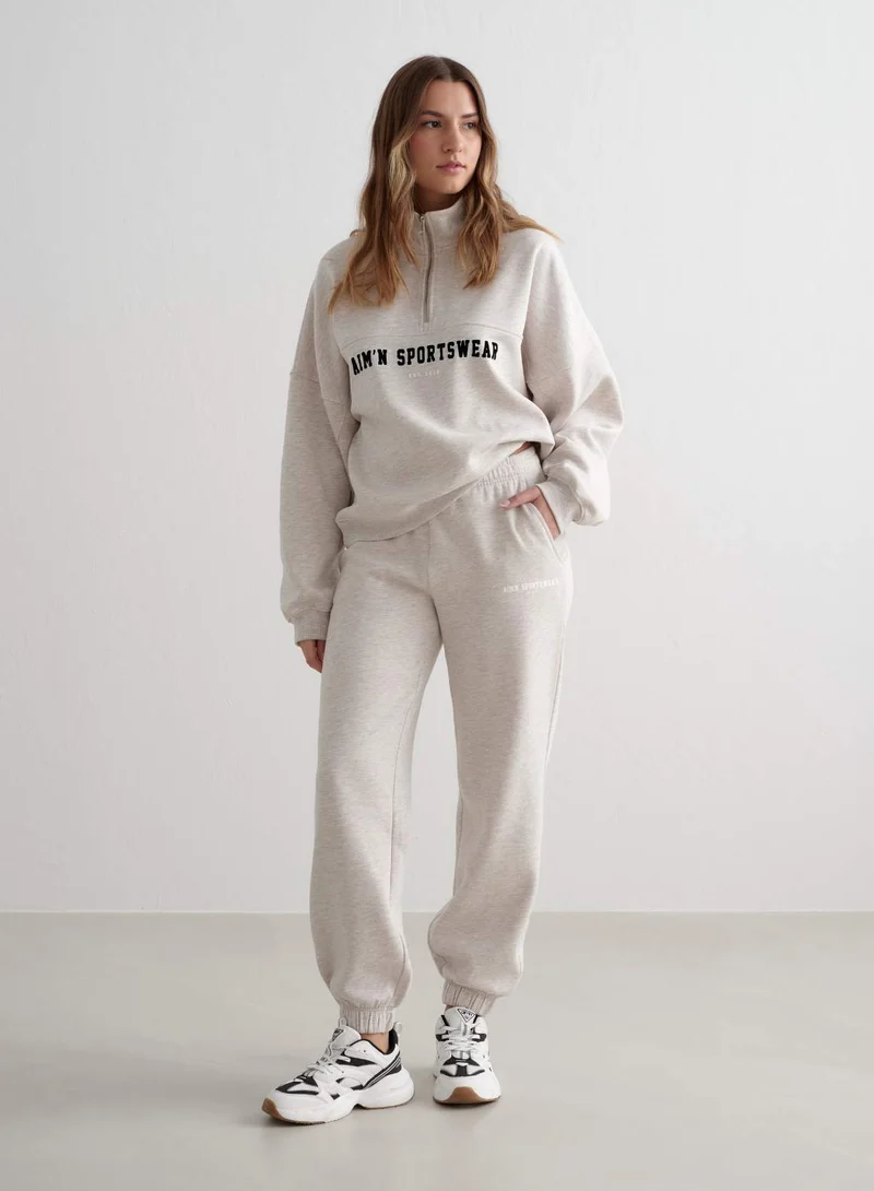 Beige Melange Classic Sweatpants