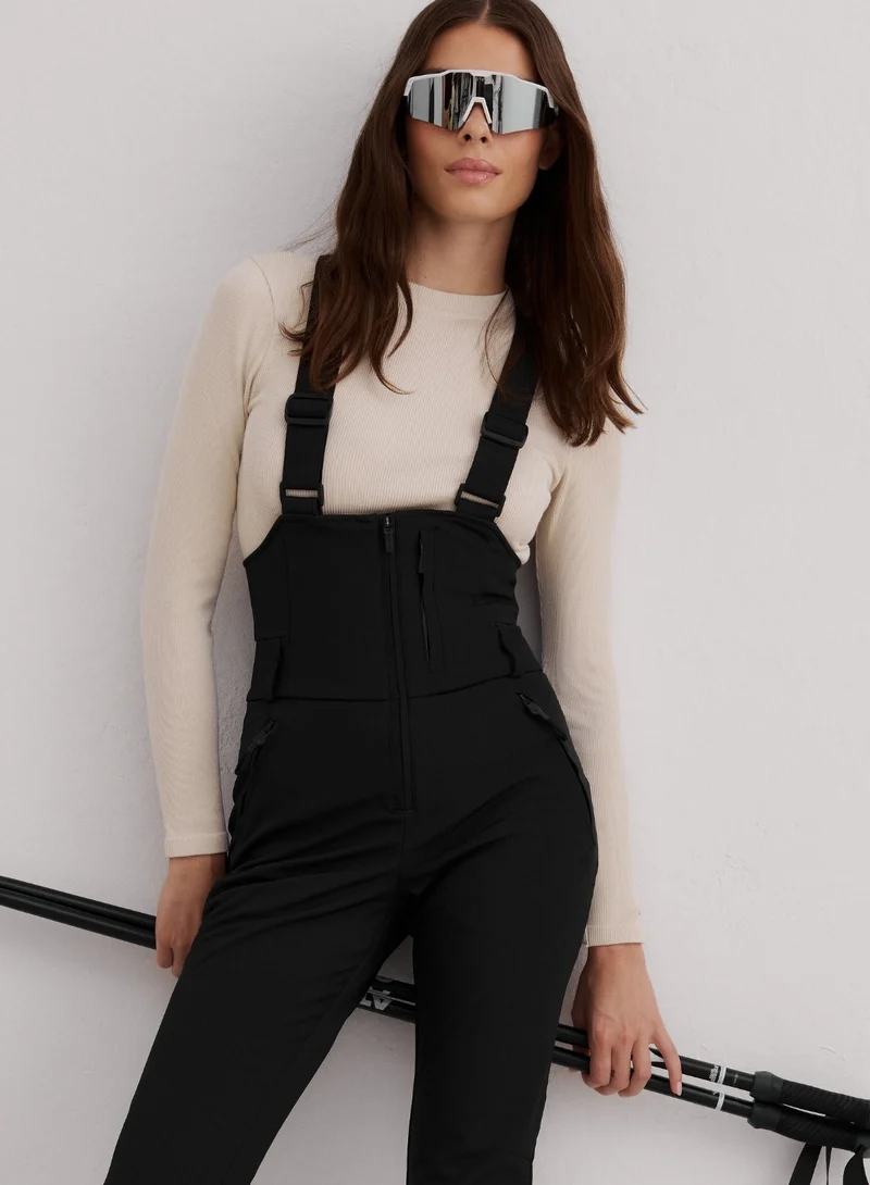 Black Stretch Thermo Bib Pants