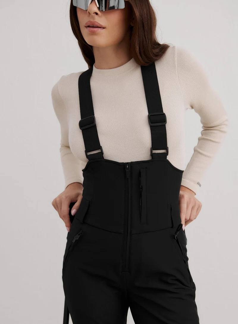 Black Stretch Thermo Bib Pants