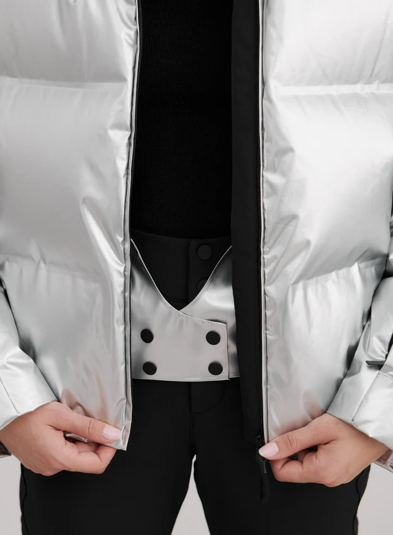 Silver Cortina Glossy Puffer Jacket