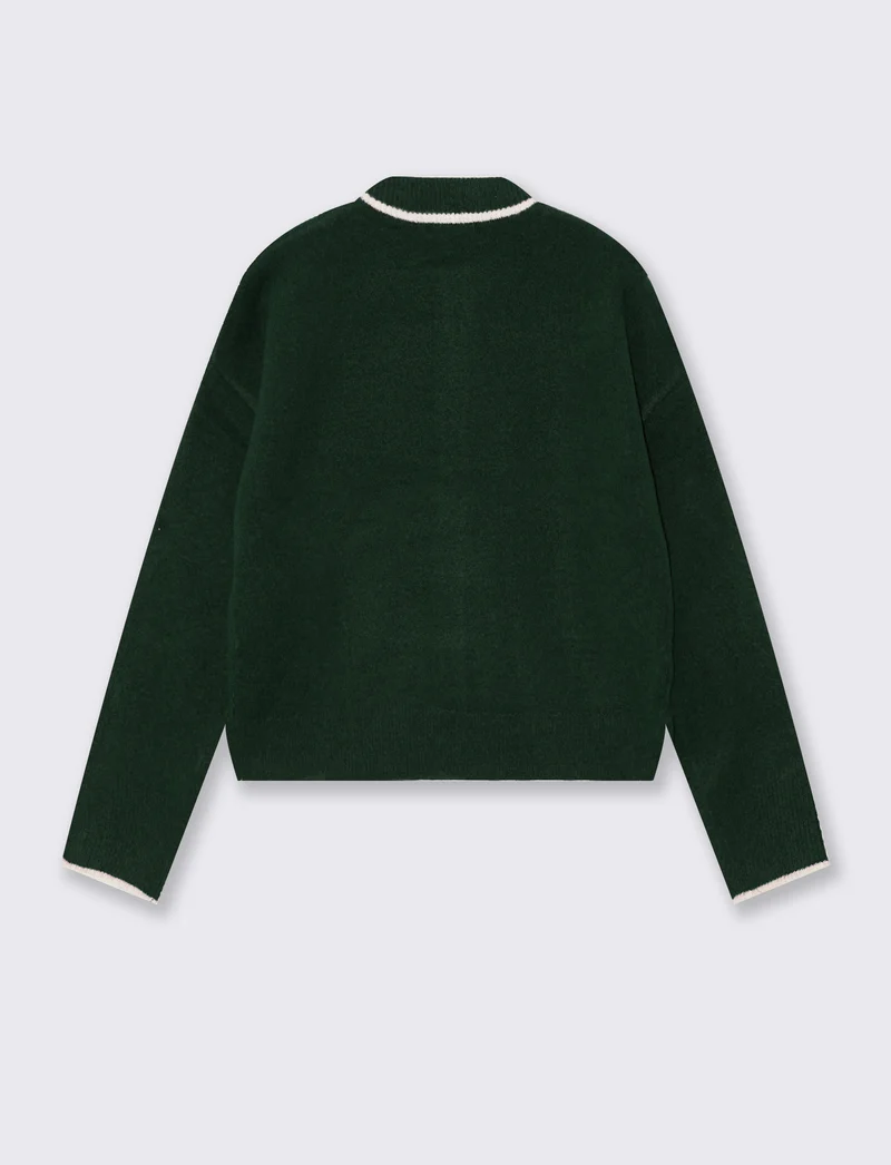 Cardigan girocollo con contrasto over - var 2