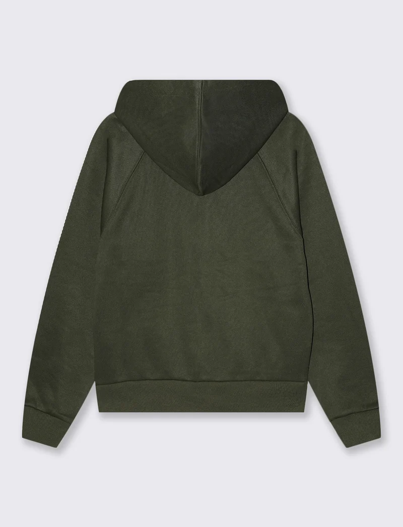 FELPA CON ZIP E CAPPUCCIO - Verde foresta