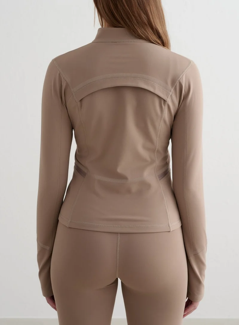 Espresso Reflective Warming Zip Jacket