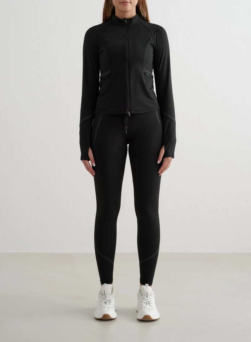 Black Reflective Warming Zip Jacket