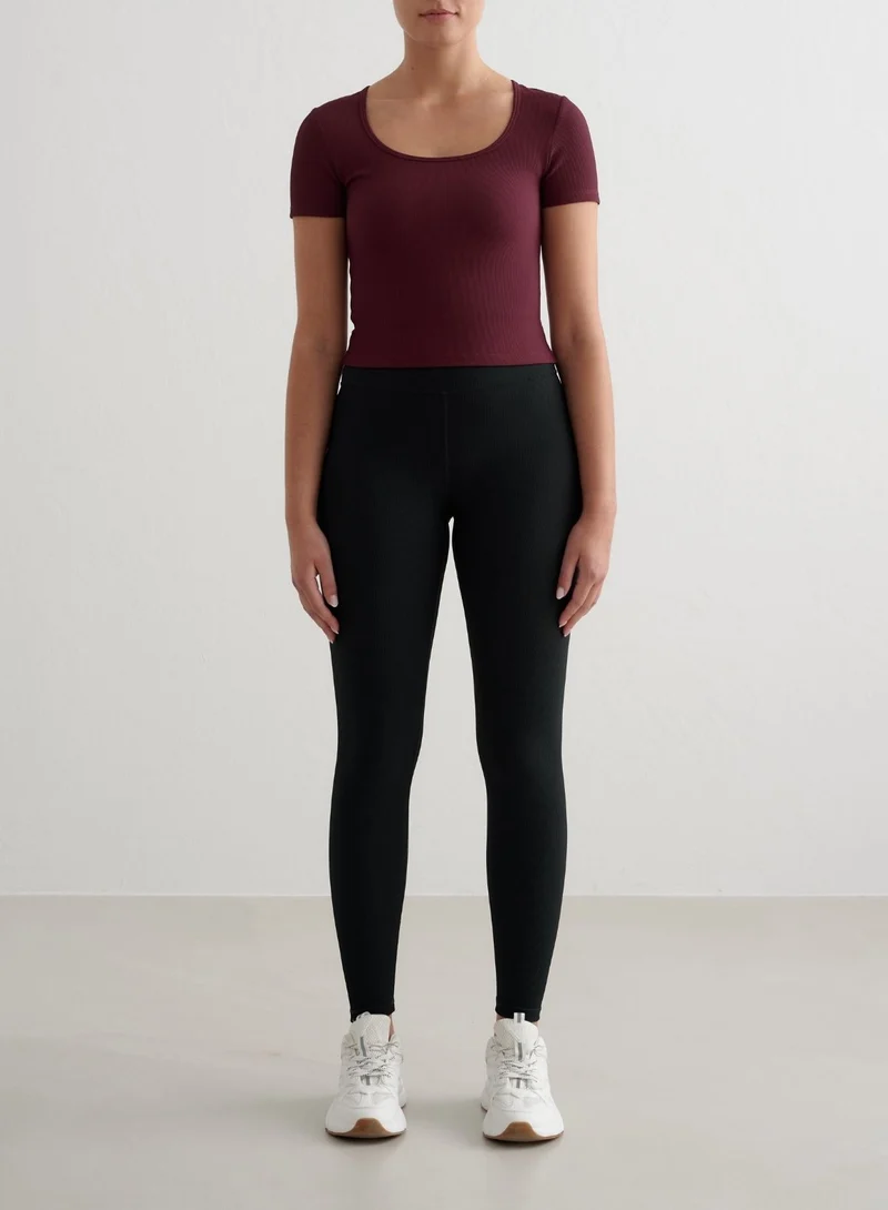 Cherry Ribbed Performance Short Sleeve