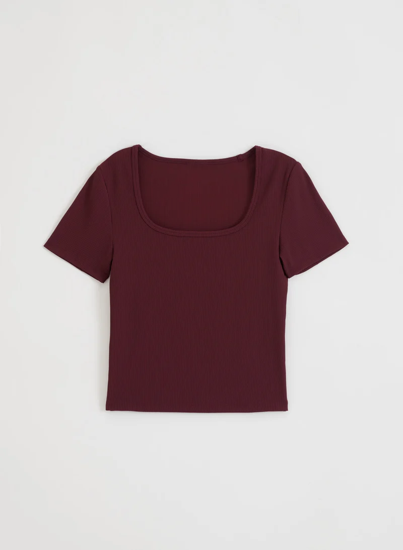 Cherry Ribbed Performance Short Sleeve