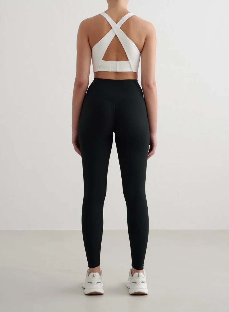 White Ribbed Performance Support Bra