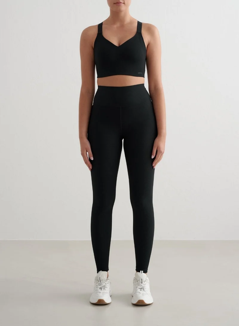 Black Ribbed Performance Support Bra
