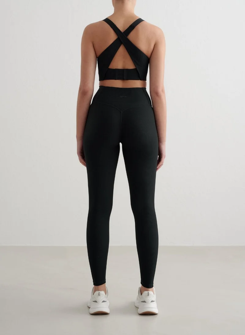 Black Ribbed Performance Support Bra