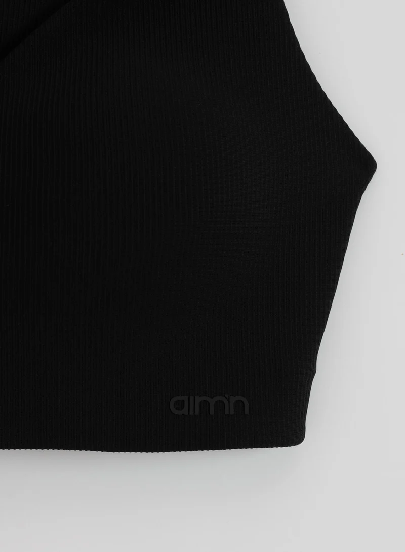 Black Ribbed Performance Support Bra