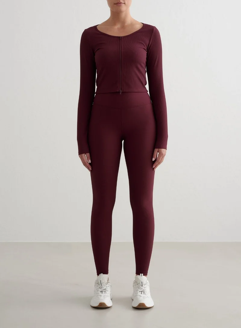Cherry Ribbed Performance Zipped Cardigan