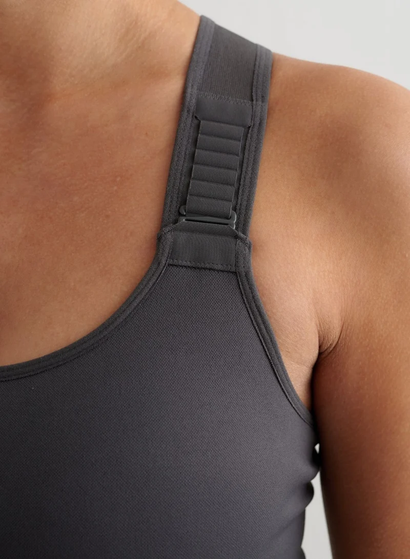 Shadow Grey Ribbed Seamless High Support Bralette