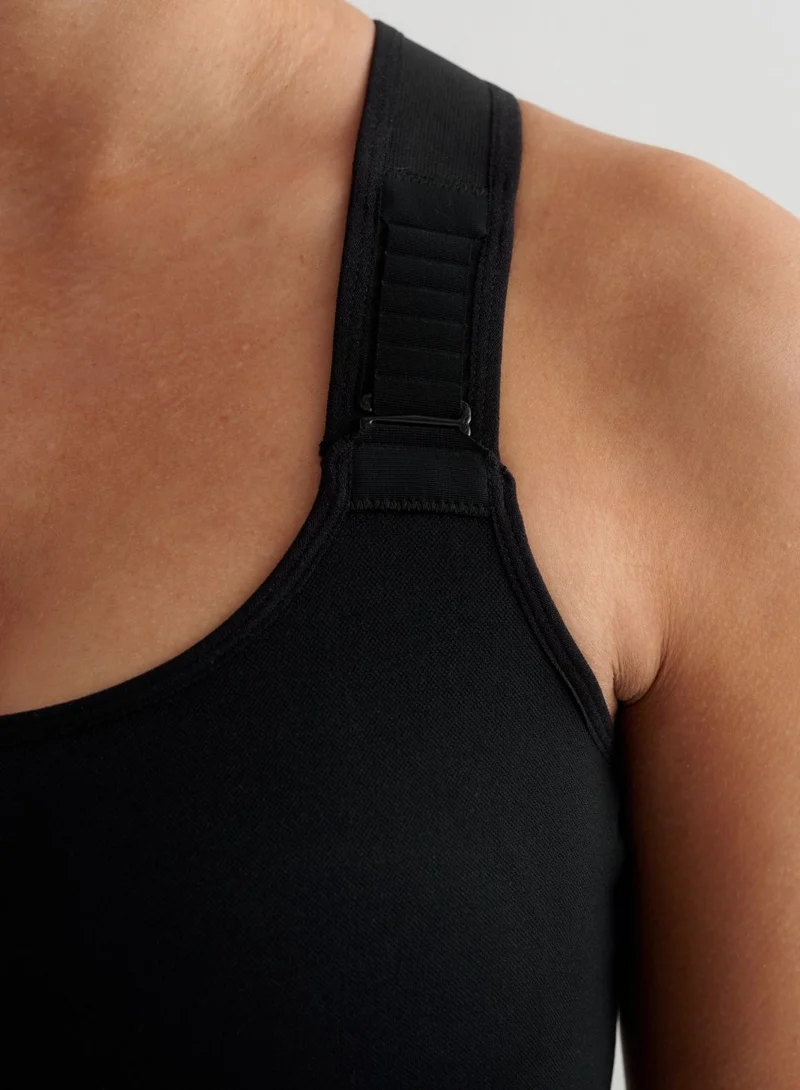 Black Ribbed Seamless High Support Bralette