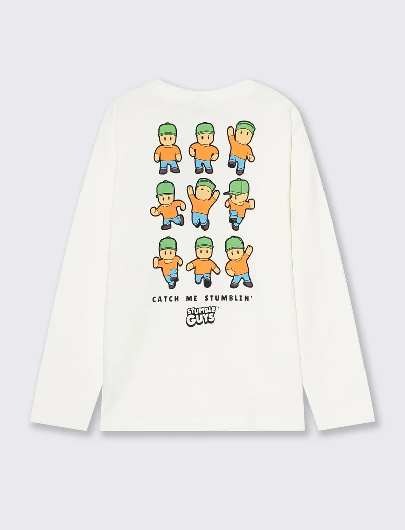 T-shirt maniche lunghe Stumble Guys - Bianco latte