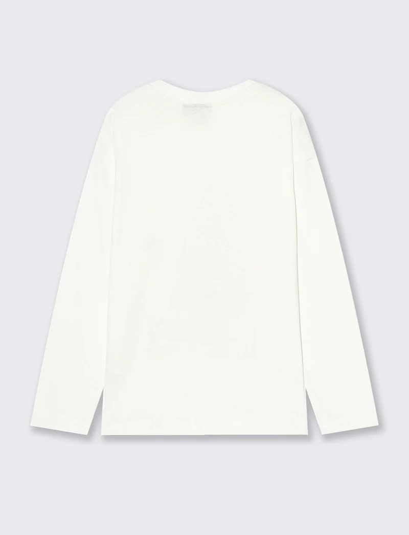 T-shirt Sonic maniche lunghe in cotone - Bianco latte