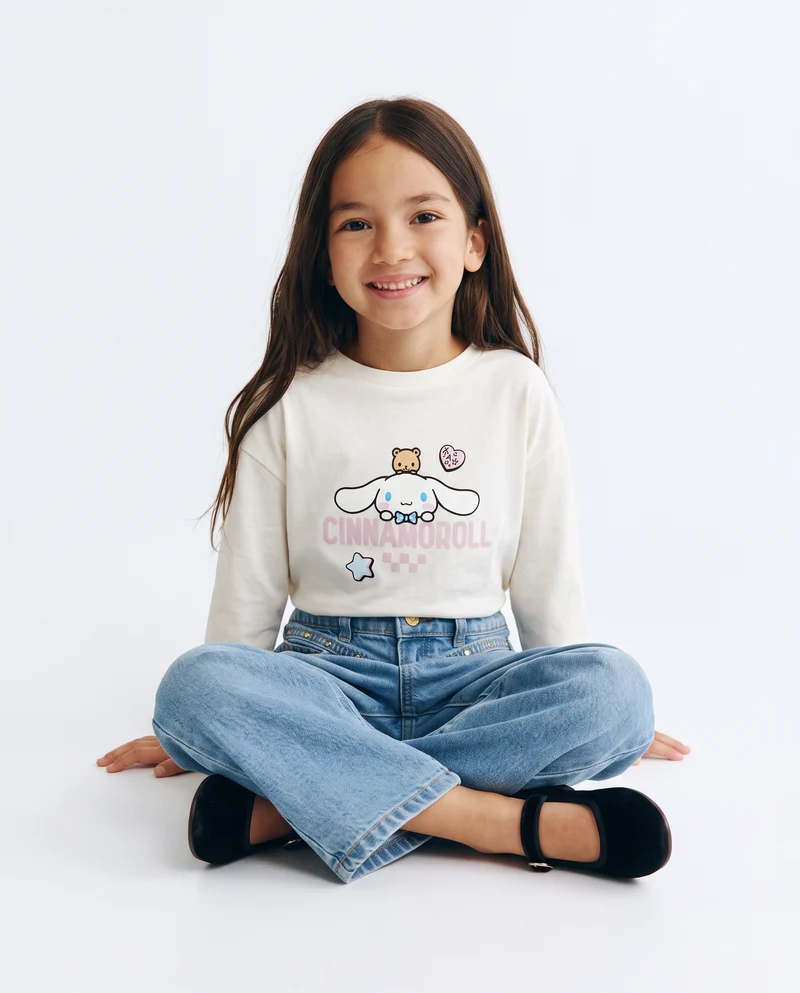T-shirt lunga Cinnamoroll in cotone - Bianco