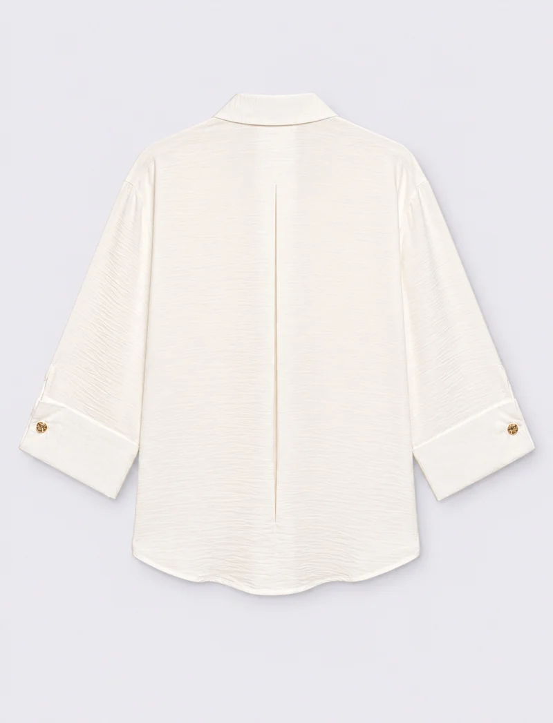 camicia regular manica 3/4 - Bianco latte