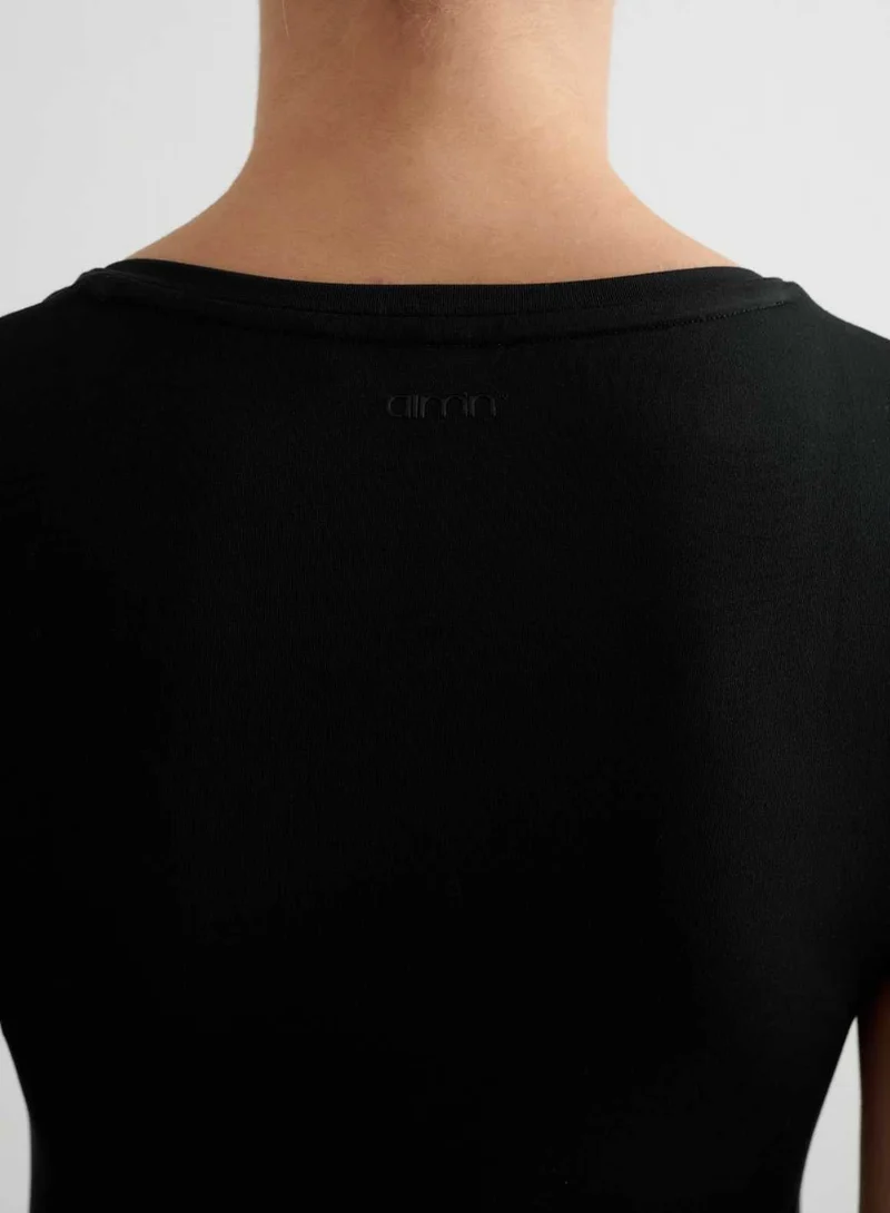 Black Soft Basic V-neck Short Sleeve