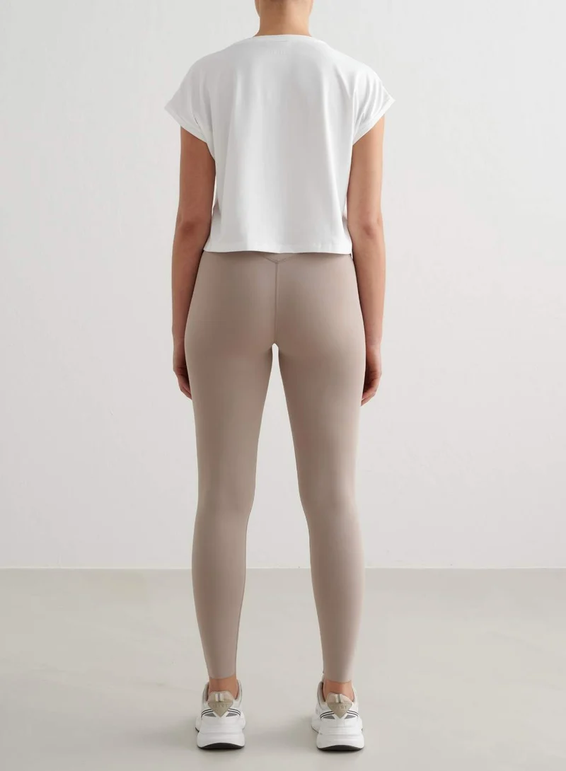 White Soft Basic Roll Sleeve Top
