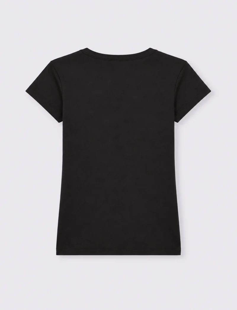 T-shirt con scollo a V - Nero