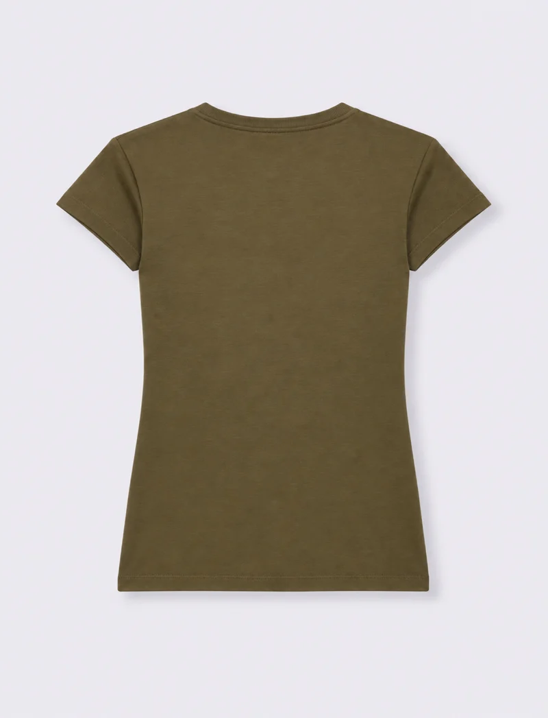 T-shirt paricollo a manica corta - Verde foresta