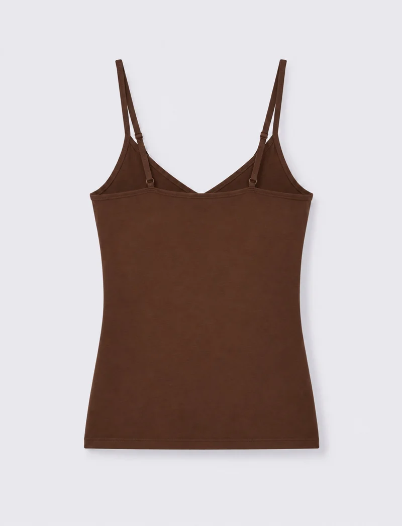 Top con bretelle regolabili elastiche - Marrone