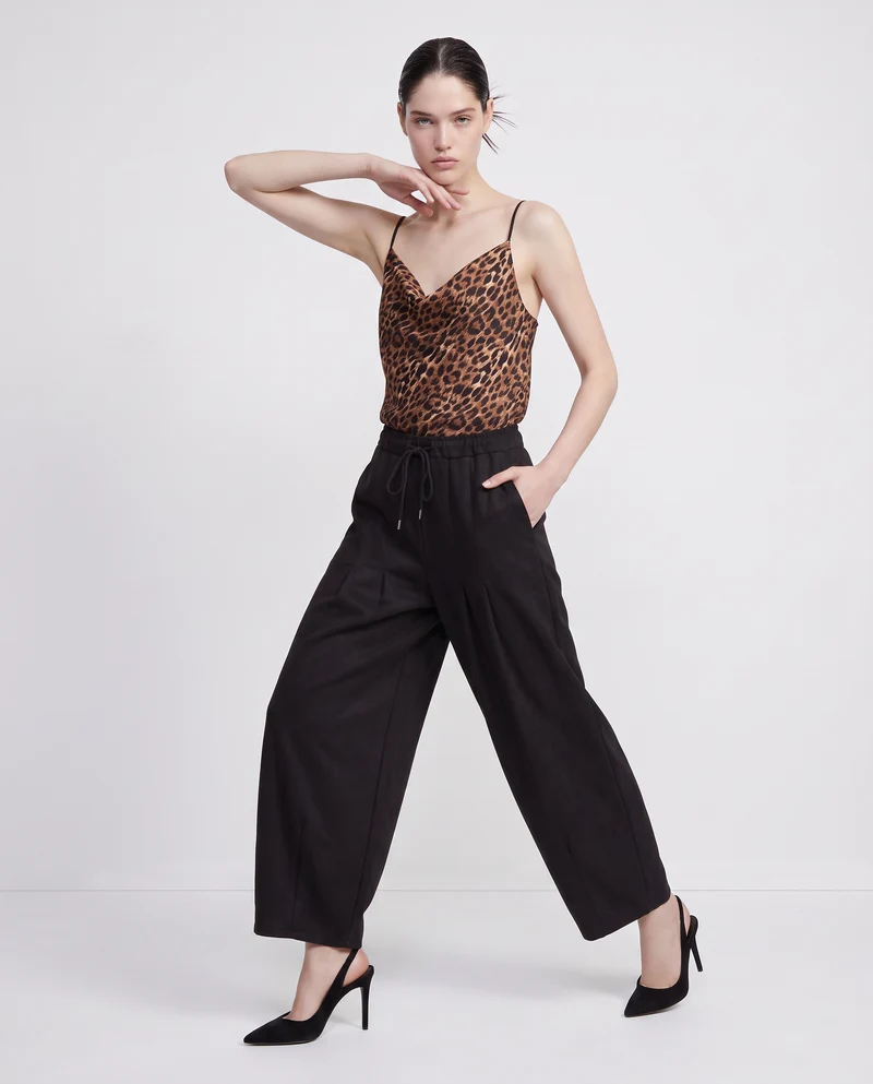 Top con scollo drappeggiato e bretelle sottili - Maculato