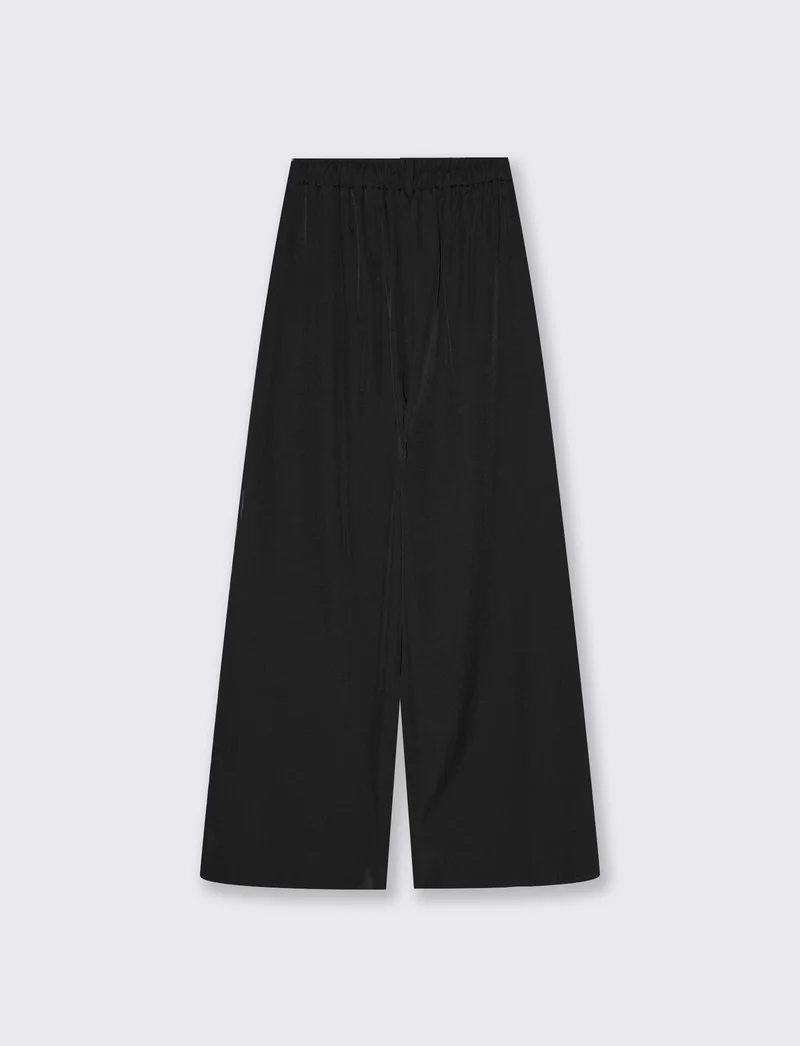 Pantaloni palazzo con pences e chiusura a bottone - Nero