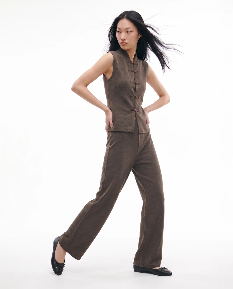 Pantaloni morbidi con elastico in vita - Grigio fango