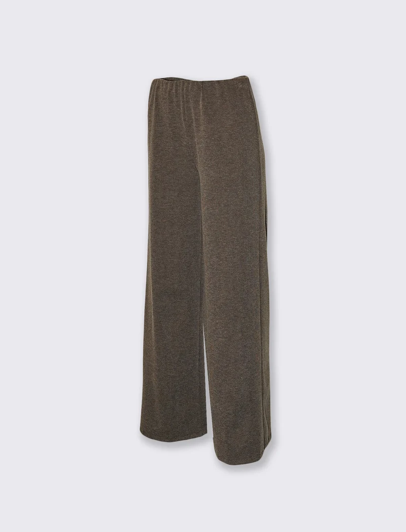 Pantaloni morbidi con elastico in vita - Grigio fango